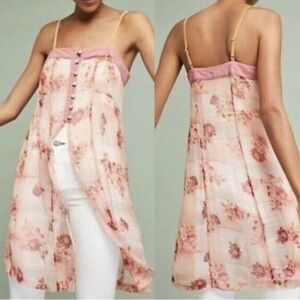 Anthropologie Feather Bone Long Floral Tunic Tank - sz16